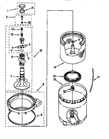 Agitator, basket and tub
