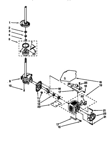 Brake, clutch, gearcase, motor and pump