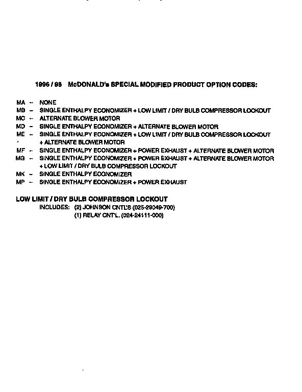 Special modified product options