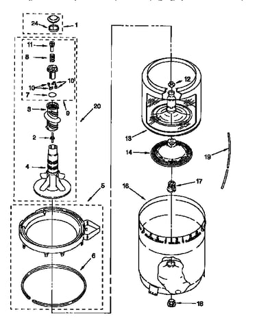 Agitator, basket and tub