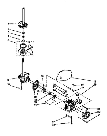 Brake, clutch, gearcase, motor and pump