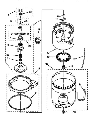 Agitator, basket and tub