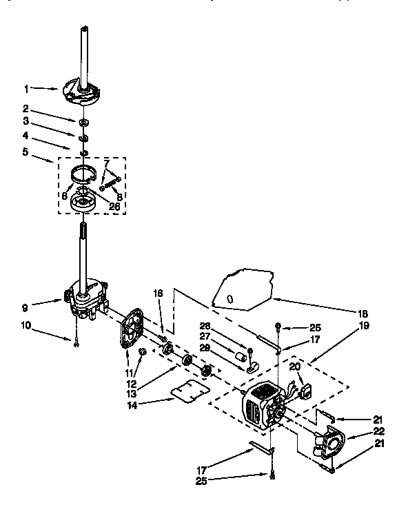 Brake, clutch, gearcase, motor and pump
