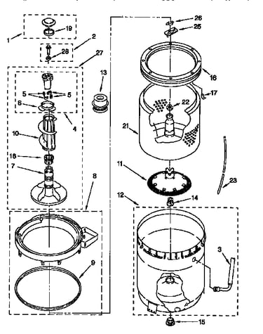 Agitator, basket and tub