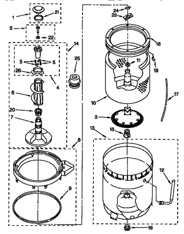 Agitator, basket and tub