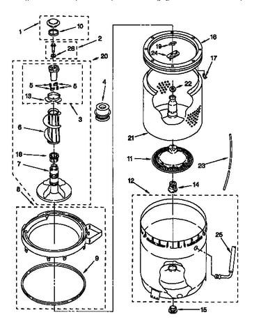 Agitator, basket and tub