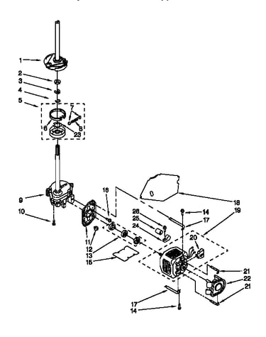 Brake, clutch, gearcase, motor and pump