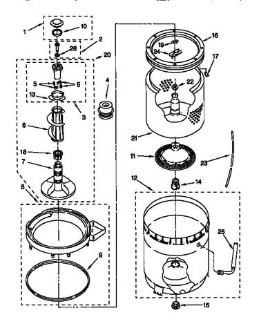 Agitator, basket and tub