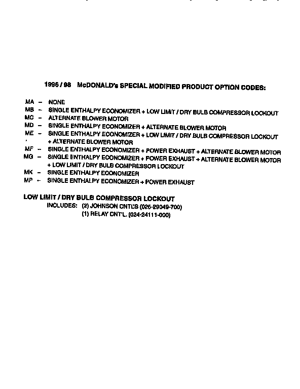 Special modified product option
