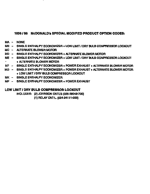 Special modified product options