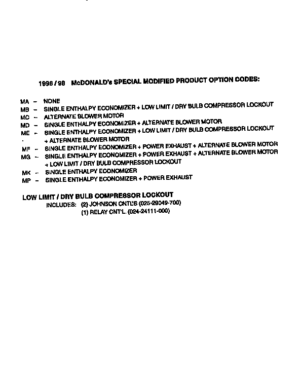 Special modified product options