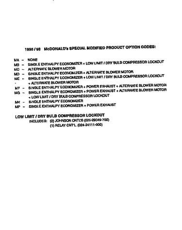 Special modified product options
