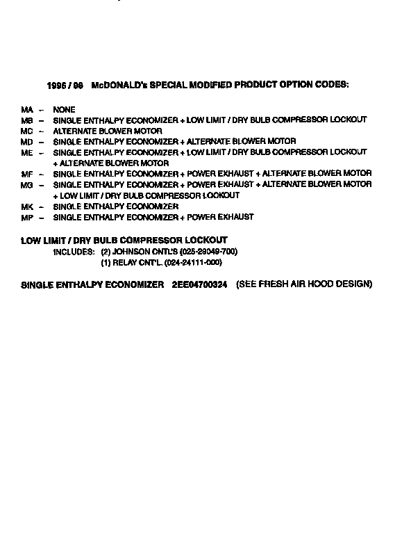 Special modified product options