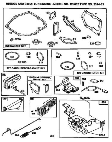 Gasket set and carburetor bracket