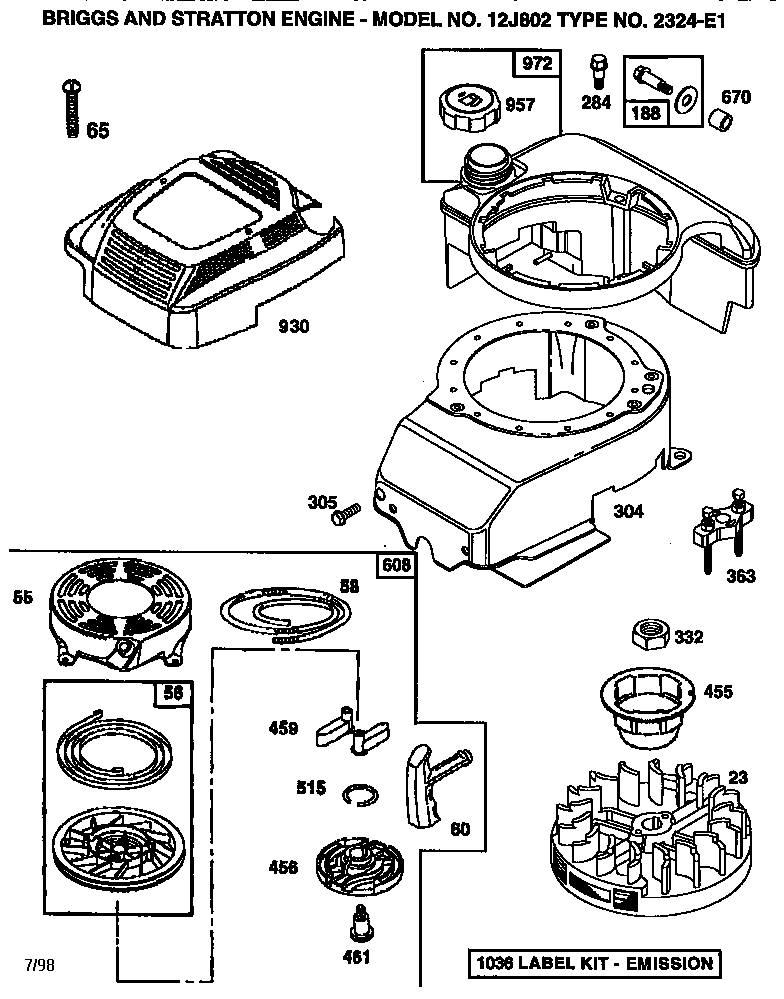 Rewind starter and blower housing