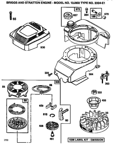 Rewind starter and blower housing