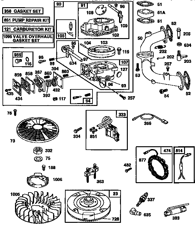 Carburetor and flywheel assembly