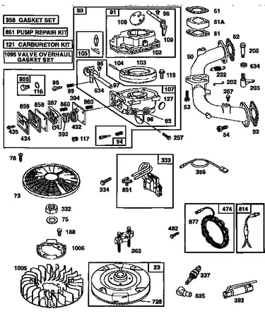 Carburetor and flywheel assembly