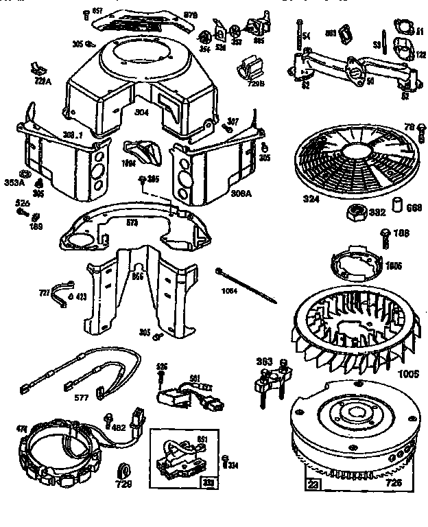 FLYWHEEL ASSEMBLY AND BLOWER HOUSING