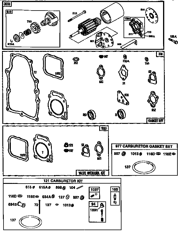 STARTING MOTOR AND GASKET SET