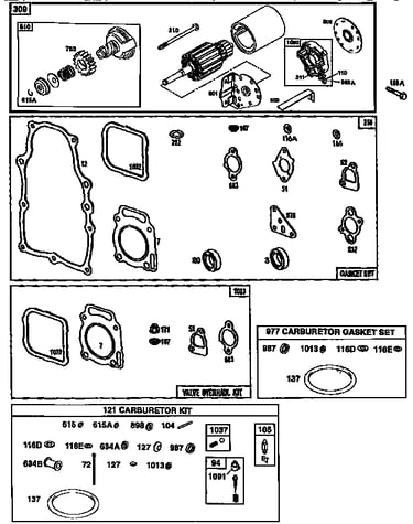 Starting motor and gasket set