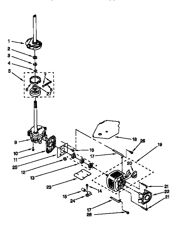 BRAKE, CLUTCH, GEARCASE, MOTOR AND PUMP