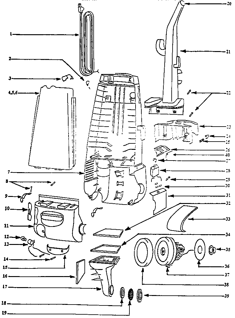 Handle and bag housing