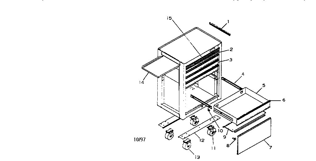 5 drawer professional roll-way