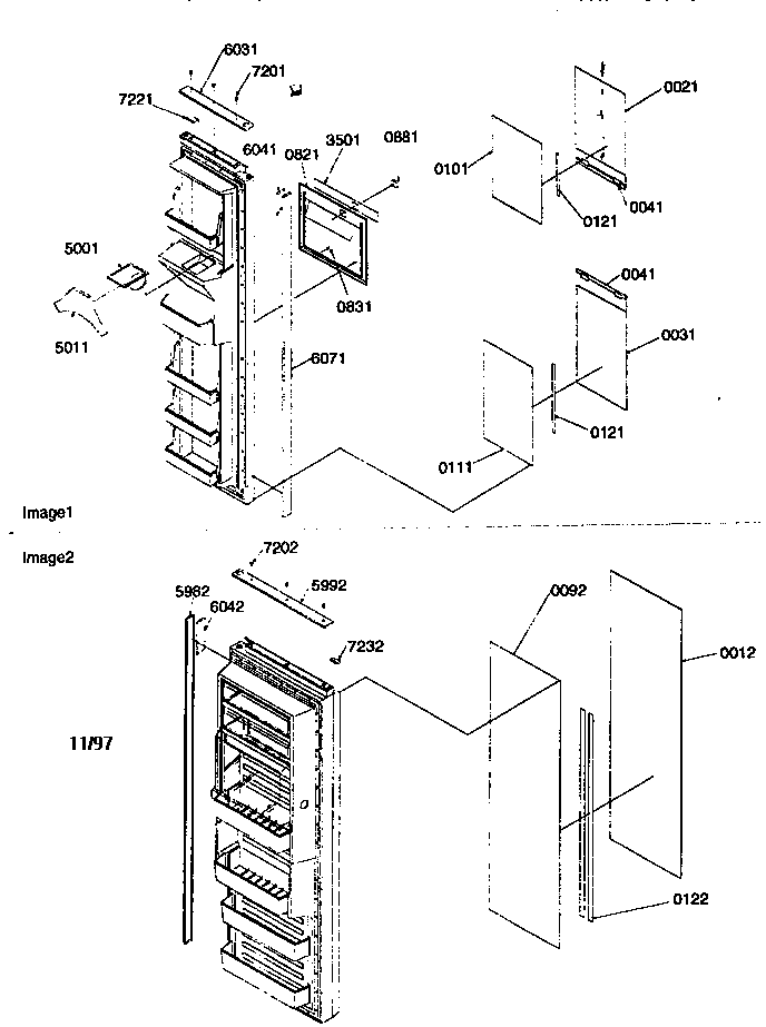 Refrig/freezer door trim panels