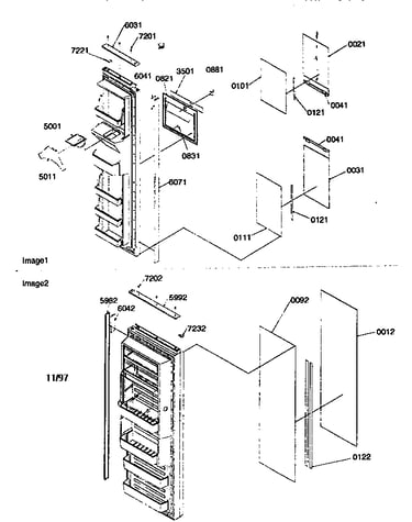 Refrig/freezer door trim panels