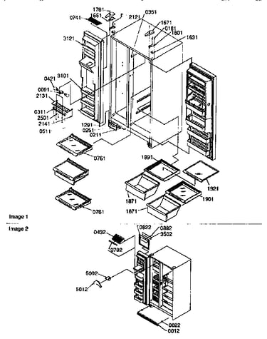 Refg/frz shelves/lgts/hinges