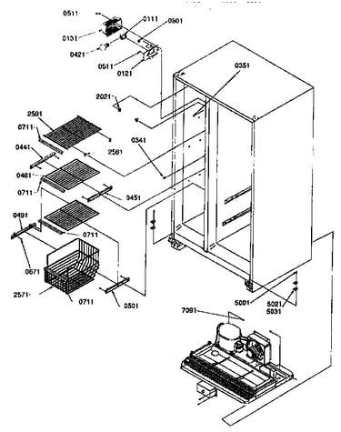 Freezer shelves and light