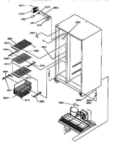 Freezer shelves and light