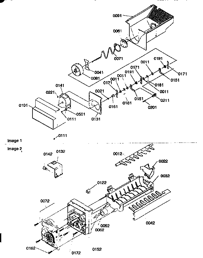 Ice bucket auger/ice maker