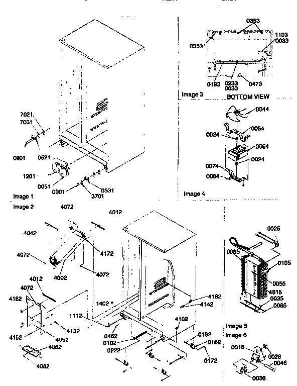 Drain system/rollers/evaporator assembly