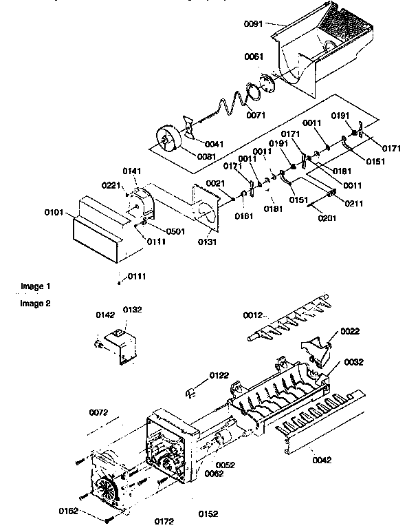Ice bucket auger/ice maker