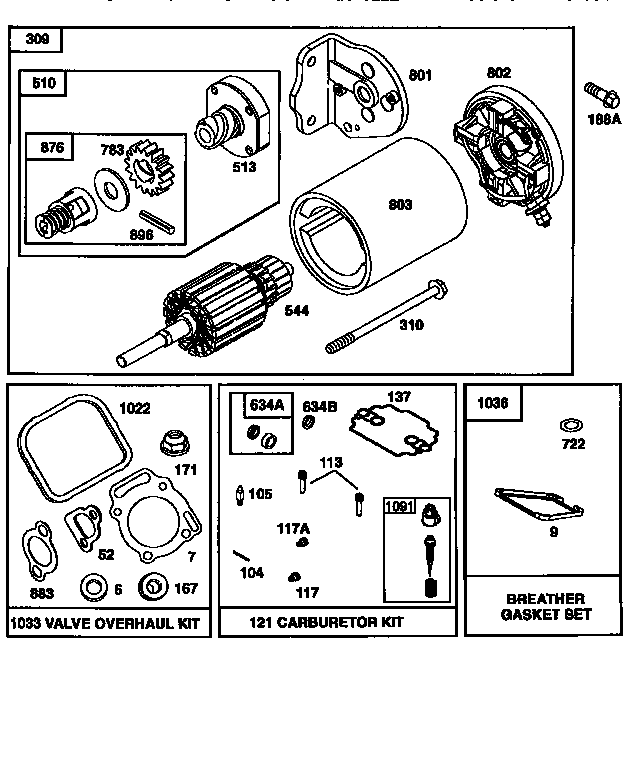 Starter motor and carburetor kit