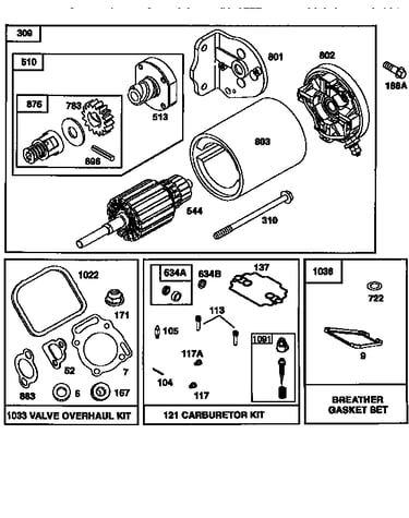 Starter motor and carburetor kit