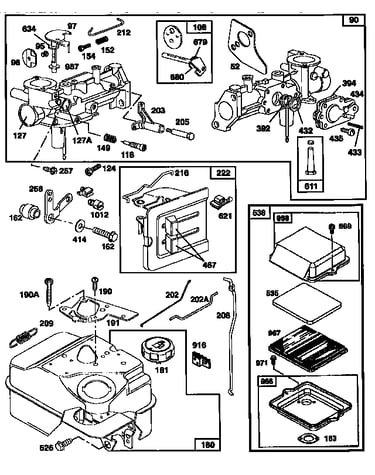 Carburetor and fuel tank assembly