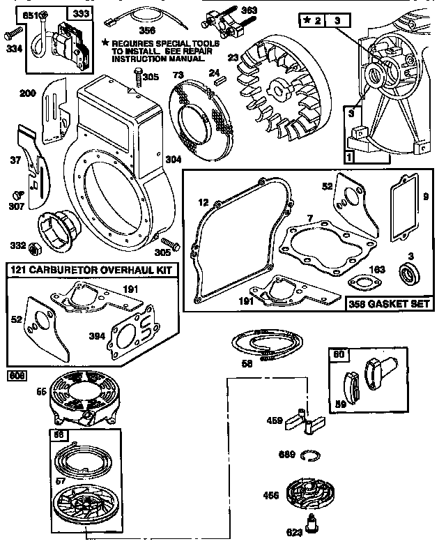Flywheel assembly and gasket set