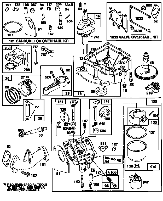 Carburetor and base engine assembly