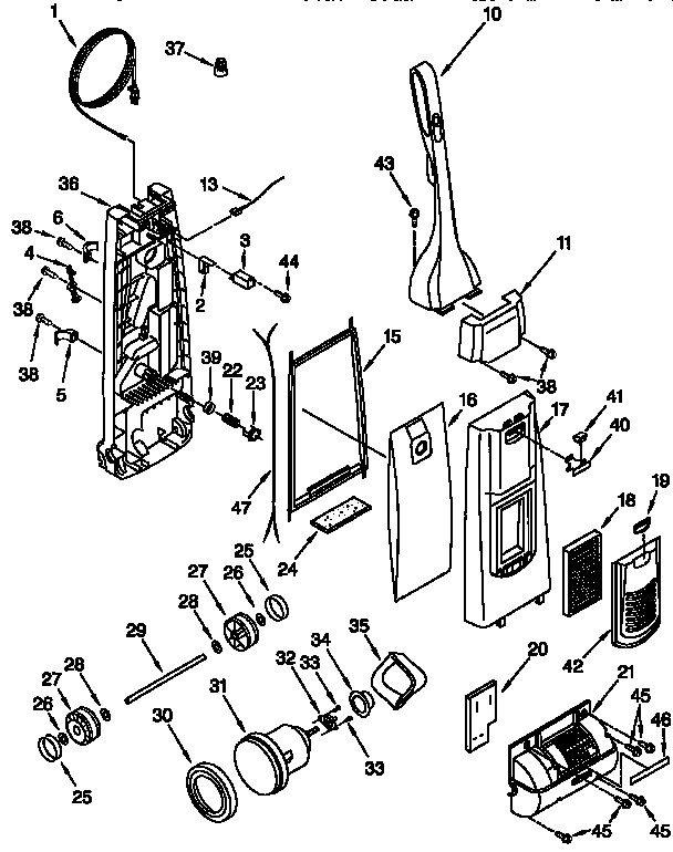 Dust compartment and motor