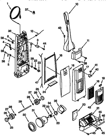 Dust compartment and motor