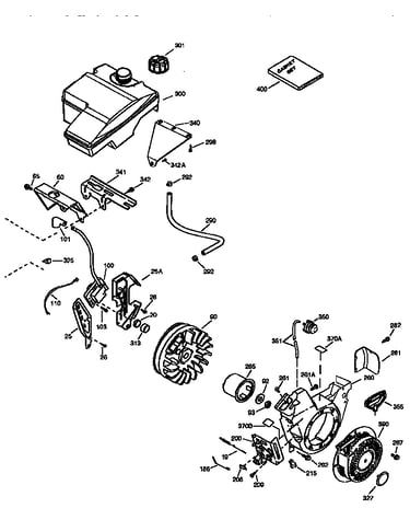 Fuel tank and flywheel assembly