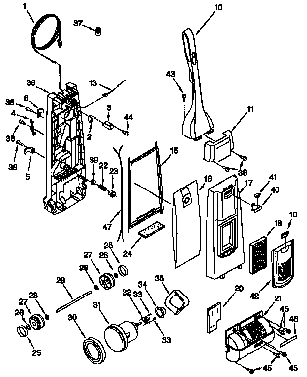 Dust compartment and motor