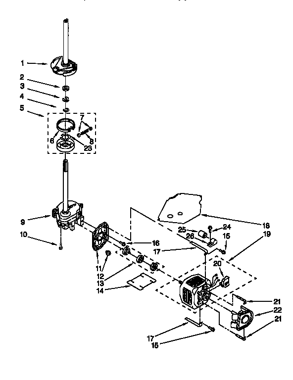 Brake, clutch, gearcase, motor and pump
