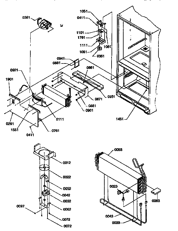 Evaporator and freezer control assembly