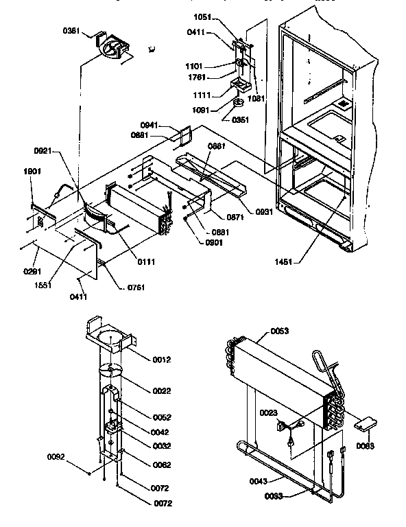 Evaporator and freezer control assembly