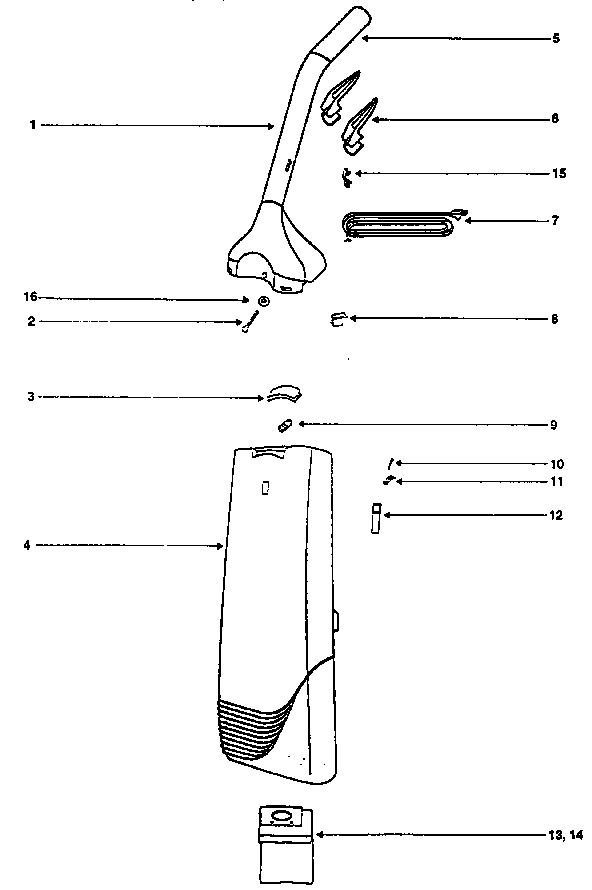 Handle and bag housing