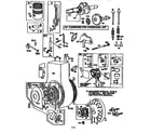Briggs & Stratton 19G402-1170-E1 rewind starter, flywheel assembly, and carburetor overhaul kit diagram